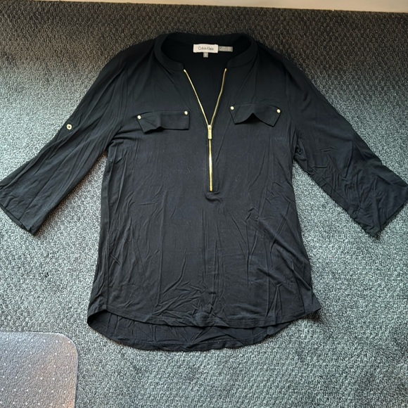Calvin Klein black 3/4 sleeve top - Picture 1 of 5